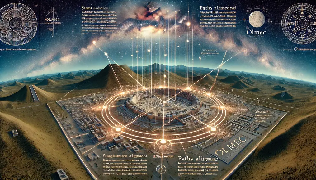 A diagram illustrating the astronomical alignment of Olmec temples