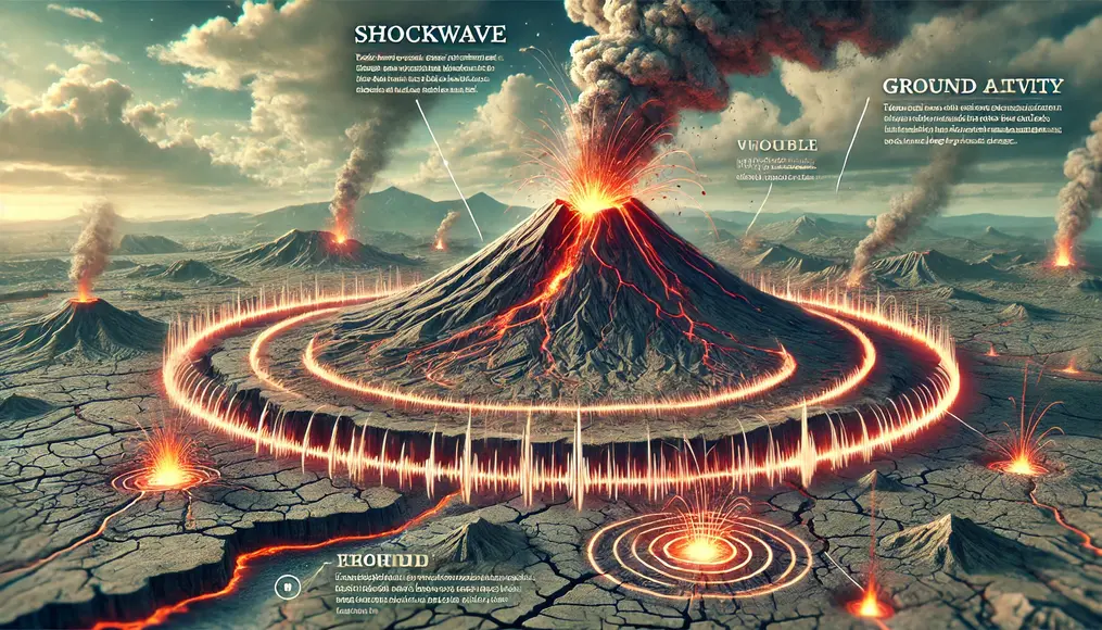 火山周辺での地響きの様子