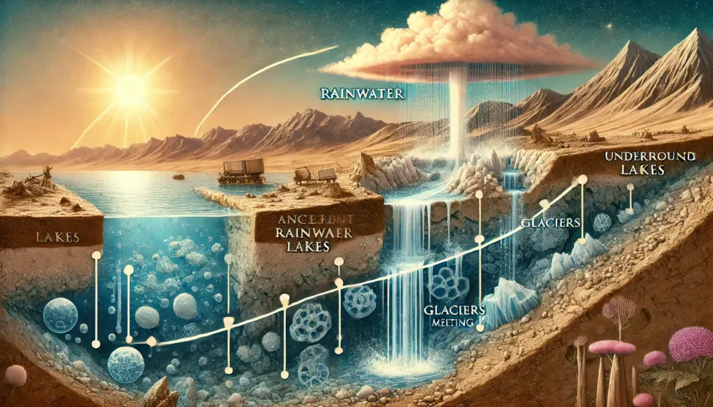 古代の雨水や氷河が地下湖を作る仕組み