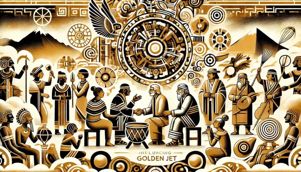 An illustration showing how cultural exchanges influenced the creation of the Golden Jet