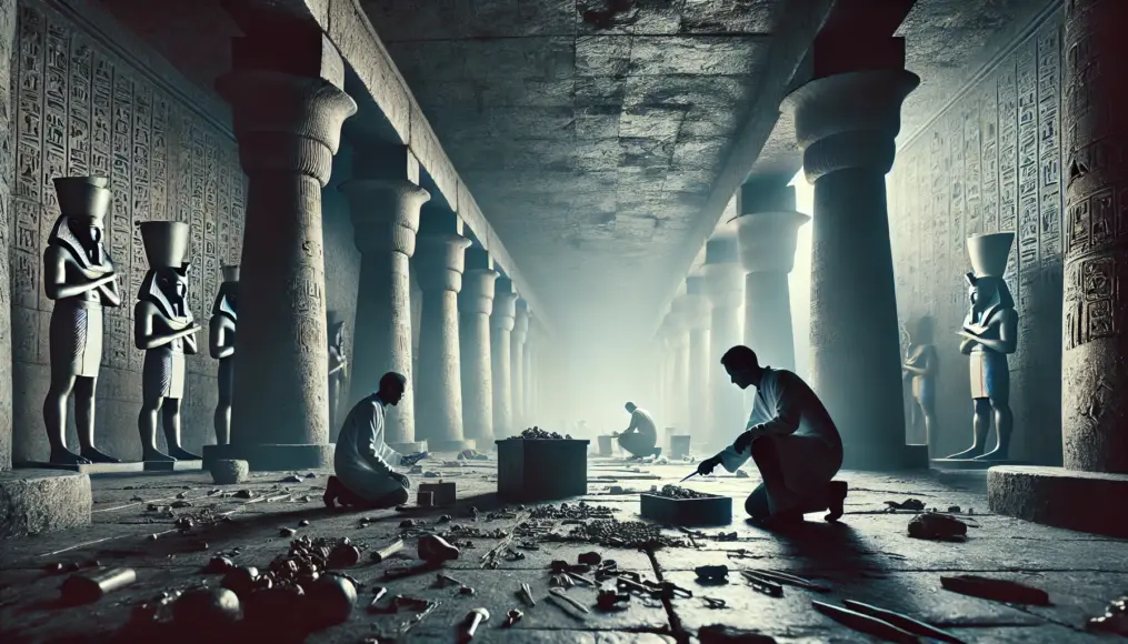 Scientists investigating metal fragments discovered inside an ancient Egyptian temple