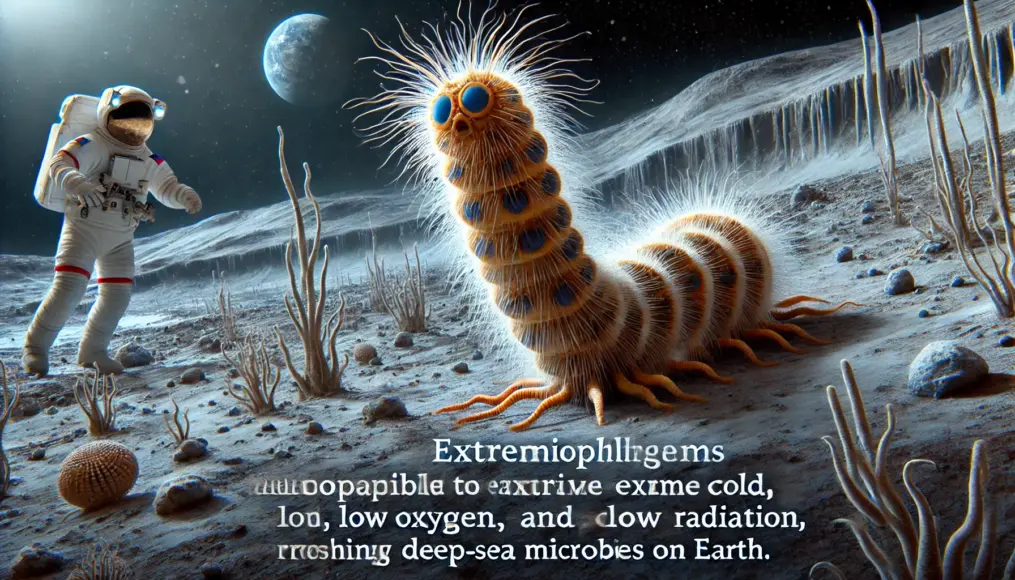 火星の地下湖に存在するかもしれない極限環境微生物の想像図