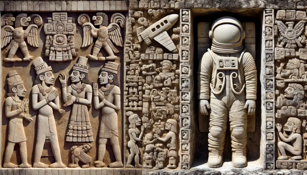 Comparison between traditional Maya reliefs and the Palenque relief of King Pakal