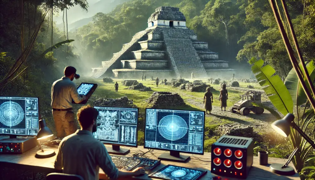 Ground-penetrating radar technology being used to scan the Palenque Ruins