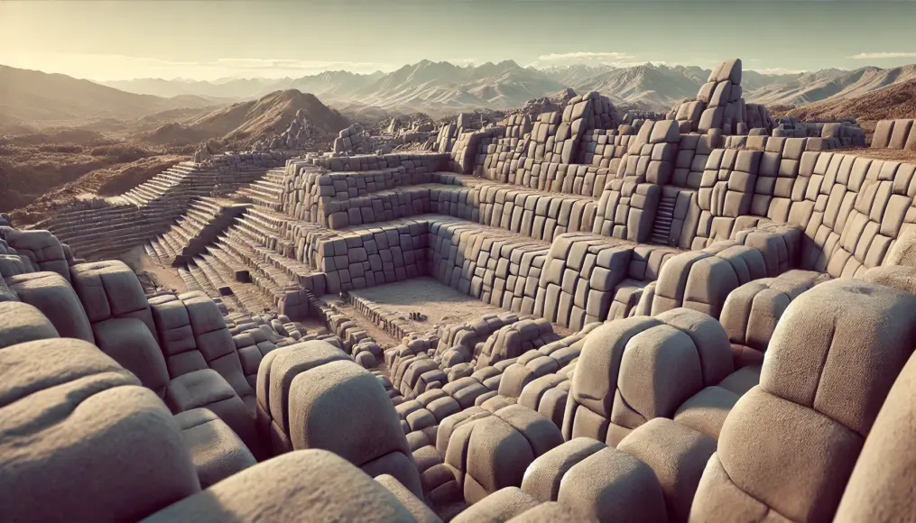 A section of Sacsayhuamán's stone structure symbolizing its remarkable precision. Massive stones fitted together seamlessly