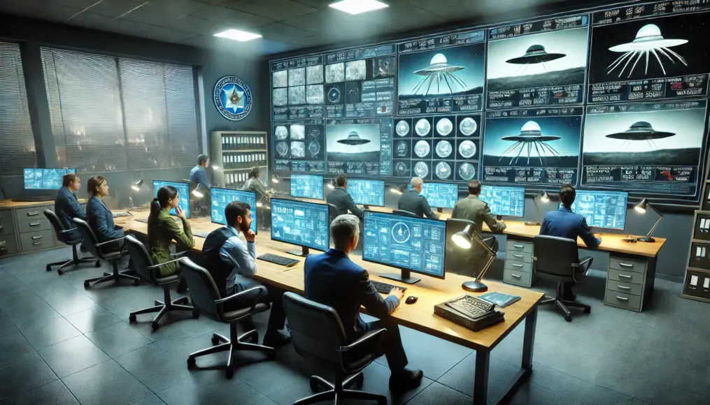 A government research team analyzing footage and evidence of unidentified flying objects.