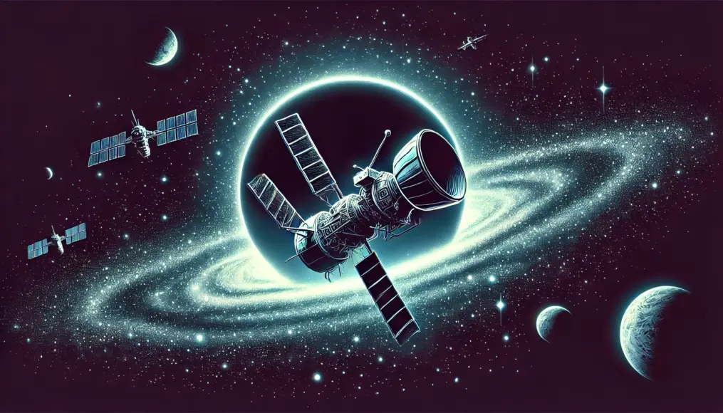 A depiction of the lost spacecraft deep in space. What lies beyond the darkness?